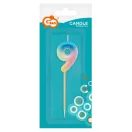 Numere Pastel Ombre Lumânare colorată cu numărul 9, lumânare de tort