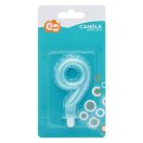 Numere Pearly Light Lumânare aniversară albastră numărul 9