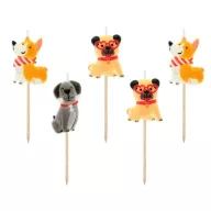   Animale Corgi Lumânare de tort cu câine, set de lumânări 5 bucăți