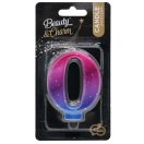 Numere Night Sky Metallic Lumânare colorată numărul 0 pentru tort