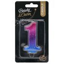 Numere Night Sky Metallic Lumânare colorată numărul 1, lumânare de tort