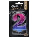 Numere Night Sky Metallic Lumânare numerică 2 colorată, lumânare de tort