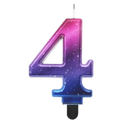 Numere Night Sky Metallic Lumânare aniversară colorată cu numărul 4