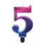 Numere Night Sky Metallic Lumânare colorată numărul 5, lumânare de tort