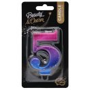 Numere Night Sky Metallic Lumânare colorată numărul 5, lumânare de tort