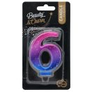 Numere Night Sky Metallic Lumânare colorată numărul 6, lumânare de tort