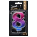 Numere Night Sky Metallic Lumânare colorată numărul 8, lumânare de tort