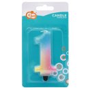 Numere Pastel Ombre Lumânare colorată cu numărul 1, lumânare pentru tort