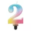 Numere Pastel Ombre Lumânare colorată cu numărul 2, lumânare pentru tort