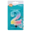 Numere Pastel Ombre Lumânare colorată cu numărul 2, lumânare pentru tort