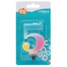 Numere Pastel Ombre Lumânare colorată numărul 5, lumânare aniversară