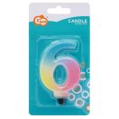 Numere Pastel Ombre Lumânare colorată numărul 6, lumânare de tort
