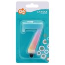 Numere Pastel Ombre Lumânare colorată cu cifra 7, lumânare pentru tort
