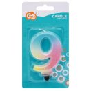 Numere Pastel Ombre Lumânare colorată numărul 9, lumânare de tort