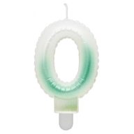Numere Ombre Lumânare cifră 0 Alb-Verde, lumânare de tort