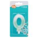 Numere Ombre Lumânare cifră 0 Alb-Verde, lumânare de tort