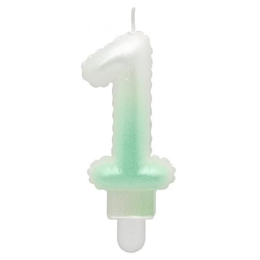 Numere Ombre Lumânare Alb-Verde Numărul 1, Lumânare de tort