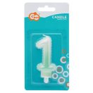 Numere Ombre Lumânare Alb-Verde Numărul 1, Lumânare de tort