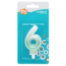 Numere Ombre Lumânare cifră 6 alb-verde, lumânare pentru tort