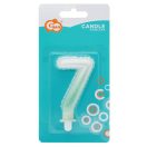 Numere Ombre Lumânare alb-verde numărul 7, lumânare pentru tort