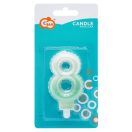 Numere Ombre Lumânare alb-verde numărul 8, lumânare pentru tort