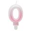Numere Ombre Lumânare alb-roz număr 0, lumânare de tort