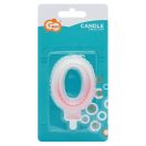 Numere Ombre Lumânare alb-roz număr 0, lumânare de tort
