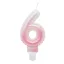 Numere Ombre Lumânare pentru tort alb-roz, numărul 6