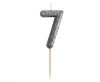 Numere Glitter Black, lumânare numerotată neagră, lumânare pentru tort numărul 7