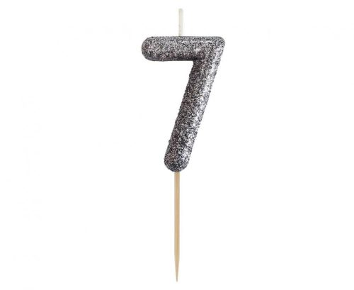 Numere Glitter Black, lumânare numerotată neagră, lumânare pentru tort numărul 7