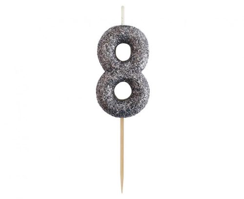 Numere Negru Glitter, lumânare cifră neagră, lumânare pentru tort 8