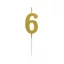 Numere Gold Metallic, Lumânare de număr aurie, lumânare de tort numărul 6