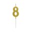 Numere Gold Metallic, lumânare cu număr, lumânare pentru tort 8
