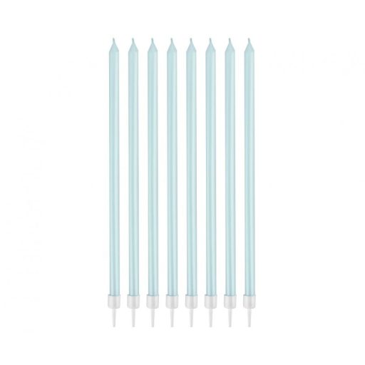 Colorat Pearly Light Blue, Set de 8 lumânări pentru torturi albastre