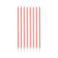   Colorat Pearly Light Pink, Set lumânări roz pentru tort, 8 buc