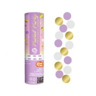 La mulți ani Gold-Liliac-Alb Confetti Shooter 15 cm