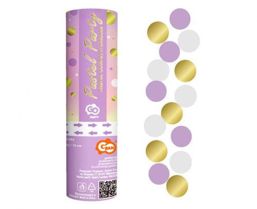 Gold-Lilac-White, Gold-Lilac-White lansator de confetti 15 cm
