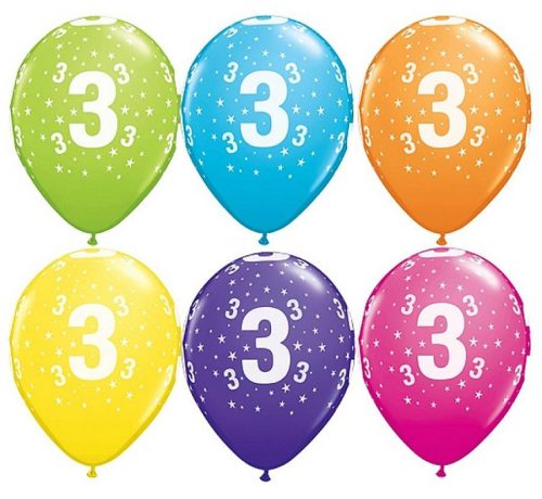 Happy Birthday 3 Tropical Mix balon, balon 6 bucăți 11 inch (28cm)