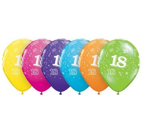 Colorat Happy Birthday 18 18 Pastel Mix balon, balon 6 bucăți 11 inch (28cm)