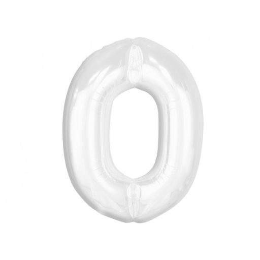 Numere B&C White Balon din folie cu numărul 0 alb de 92 cm