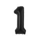Numere B&C Matt Black Balon folie Negru Numărul 1 85 cm