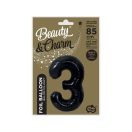 Numere B&C Matt Black Balon folie negru numărul 3 85 cm