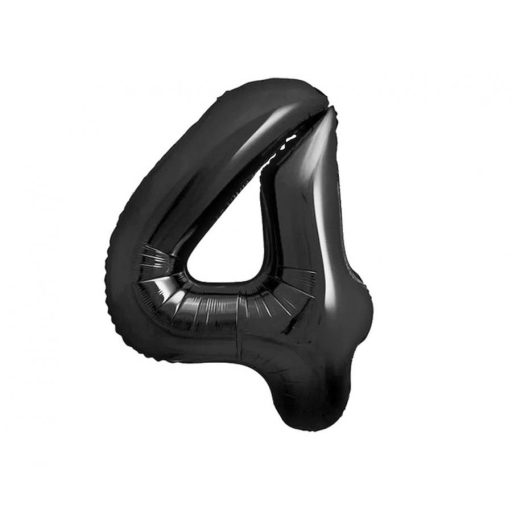 Numere B&C Matt Black Balon din folie negru numărul 4, 85 cm