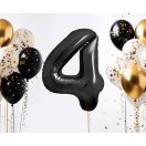 Numere B&C Matt Black Balon din folie negru numărul 4, 85 cm