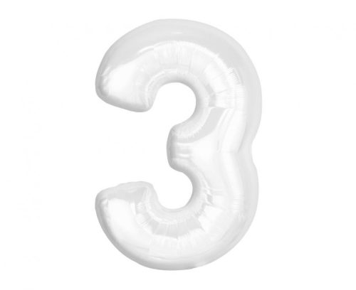 B&C White, White Balon folie cifra 3 92 cm