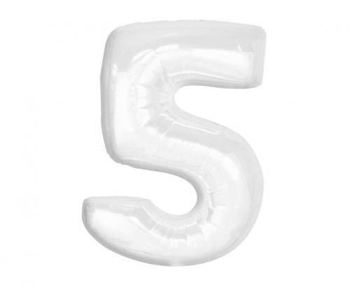 B&C White, White Balon folie cifra 5 92 cm