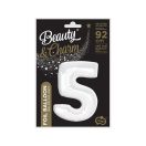 Numere B&C White Balon din folie, numărul 5, alb, 92 cm