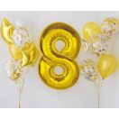 Numere Gold Balon din folie numărul 8 auriu 92 cm