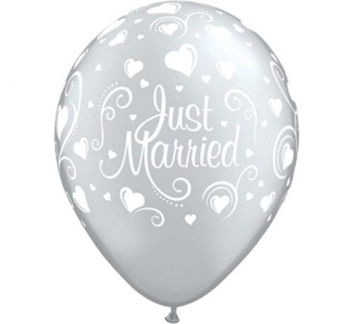 Metallic Just married Hearts balon, balon 6 bucăți 11 inch (28cm)