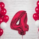 Numere Red Balon Din Foaie Numărul 4 Roșu 92 cm